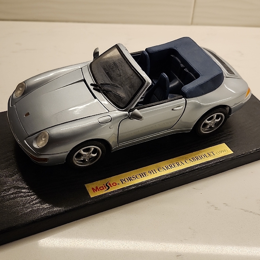Carrera Silver Convertible Diecast with Navy Interior
